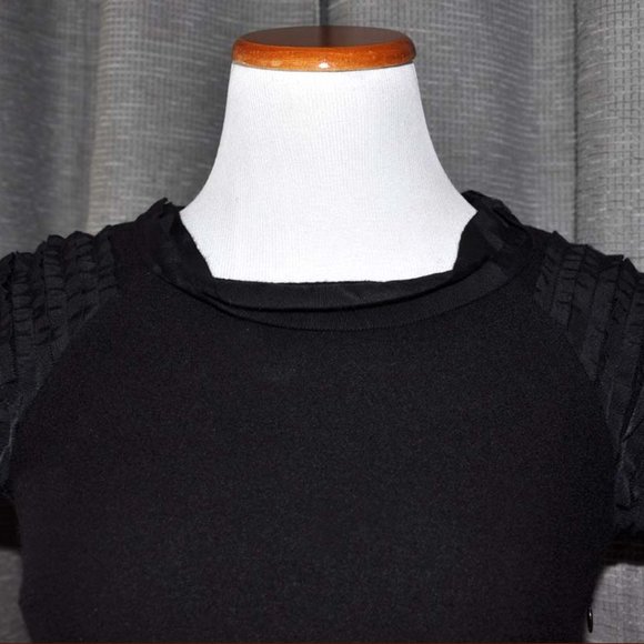 Vintage Ann Taylor Black Wool Sheath Dress (Little Black Dress) Size 0 - Picture 2 of 6